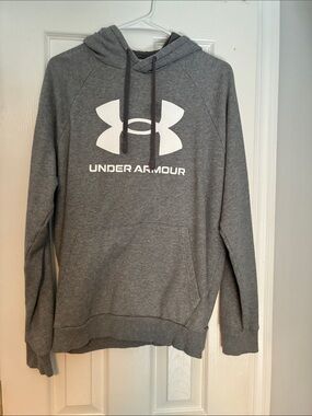 Under Armour Gray Pullover Hoodie with White Logo